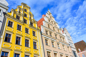 Colourful buildings within the town city square, Rynek, Wrocław, Wroclaw, Wroklaw, Poland