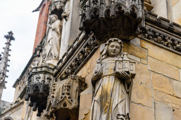Fototapeta na wymiar Ornate carvings outside Cathedral of St. John the Baptist (Katedra św. Jana Chrzciciela), Wrocław, Wroclaw, Wroklaw, Poland