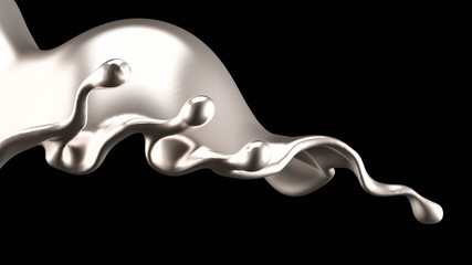 Elegant, luxury splash of gold liquid. 3d illustration, 3d rendering.