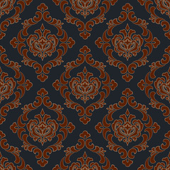 Vector damask seamless pattern background. Classical luxury old fashioned damask ornament, royal victorian seamless texture for wallpapers, textile, wrapping. Exquisite floral baroque template.