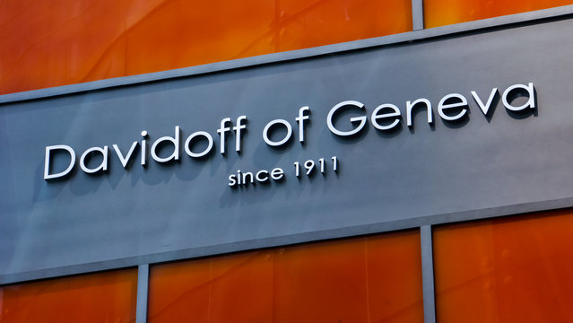Detail of Davidoff of Geneva store in New York. It is Swiss premium brand for cigars and smoke accessories founded at 1911.