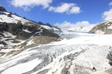 Rhone Glacier in the swiss alps in summer