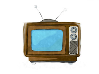 Watercolor retro tv set 4