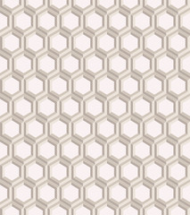 Seamless geometric pattern formed of beige hexagons. 3D imitation. Swatch is included in vector file. 