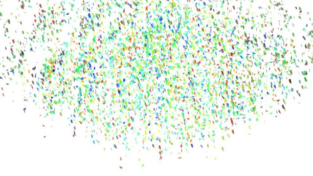 Confetti Party Popper Explosions on a White Background. 3d animation, 4K