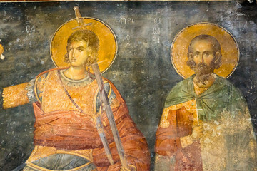 Byzantine fresco. Procopius of Scythopolis and Sabbas Stratelates
