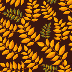 seamless autumn pattern with bright fallen leaves