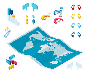 Obraz premium Isometric GPS navigation in the phone with a red pointer. Gps tracking map. Track navigation pins on street maps, navigate mapping technology and locate position pin.