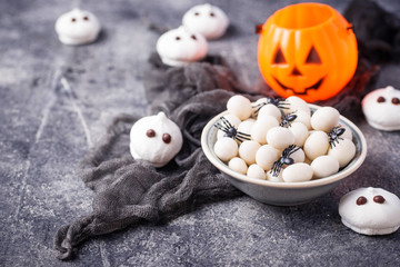 Fototapeta na wymiar Creative Halloween treat spider eggs
