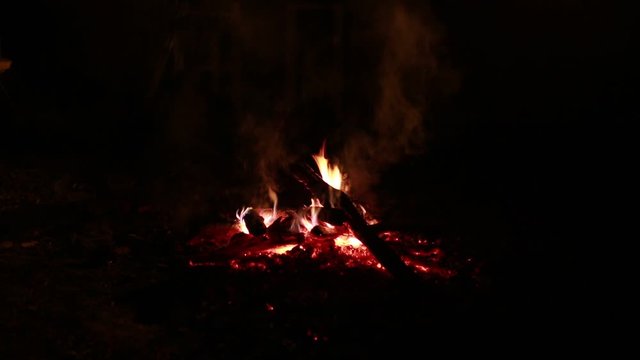 feu de camp nocturne