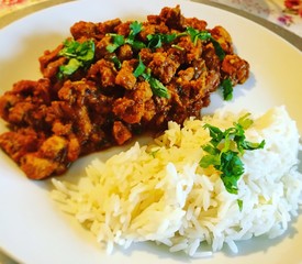 rice with meat, vegetables and chopped coriander
