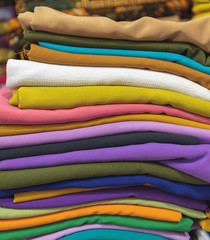 many colors of a textile fabric market in bali