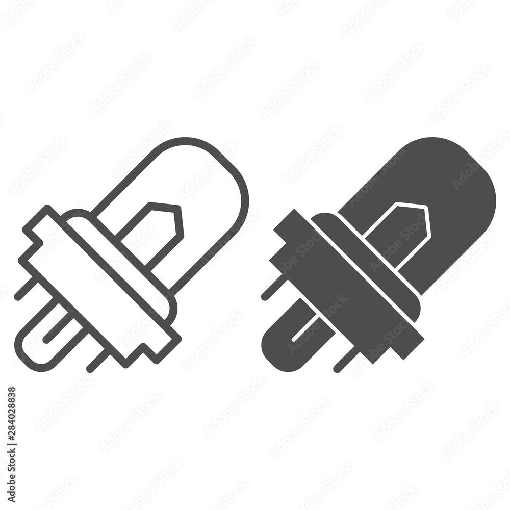 Poster head light lamp line and glyph icon. automobile lightbulb vector illustration isolated on white. aut