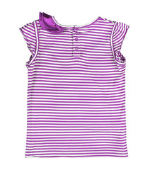 purple t-shirt in stripes on isolated white background