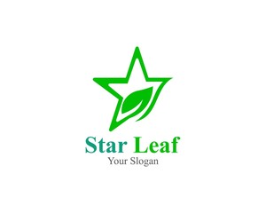 Star and leaf logo symbol or icon template