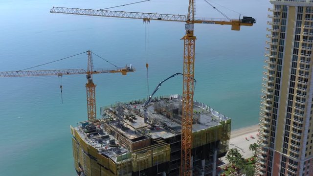 Aerial video inspection construction stages The Estates at Acqualina Sunny Isles Beach FL