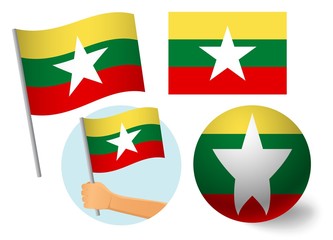 Burma flag icon set