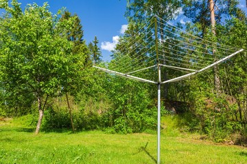 Collapsible outdoor clothes dryer view. Rotary Washing Line Airer Clothes Dryer aluminum. Green...