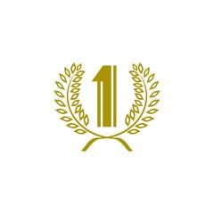 Number 1 golden emblem logo design vector