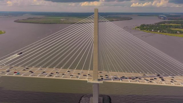 Establishing shot of the Arthur Ravenel Bridge Charleston SC