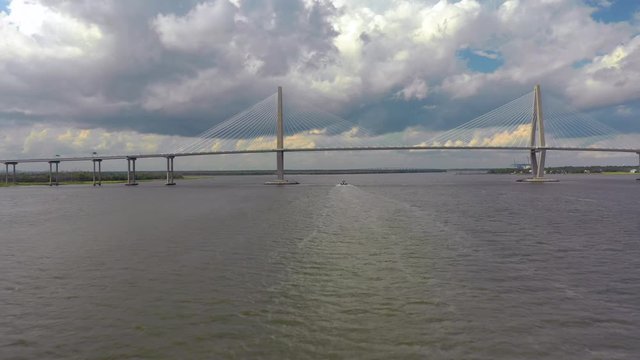 Aerial video Arthur Ravenel Jr Bridge