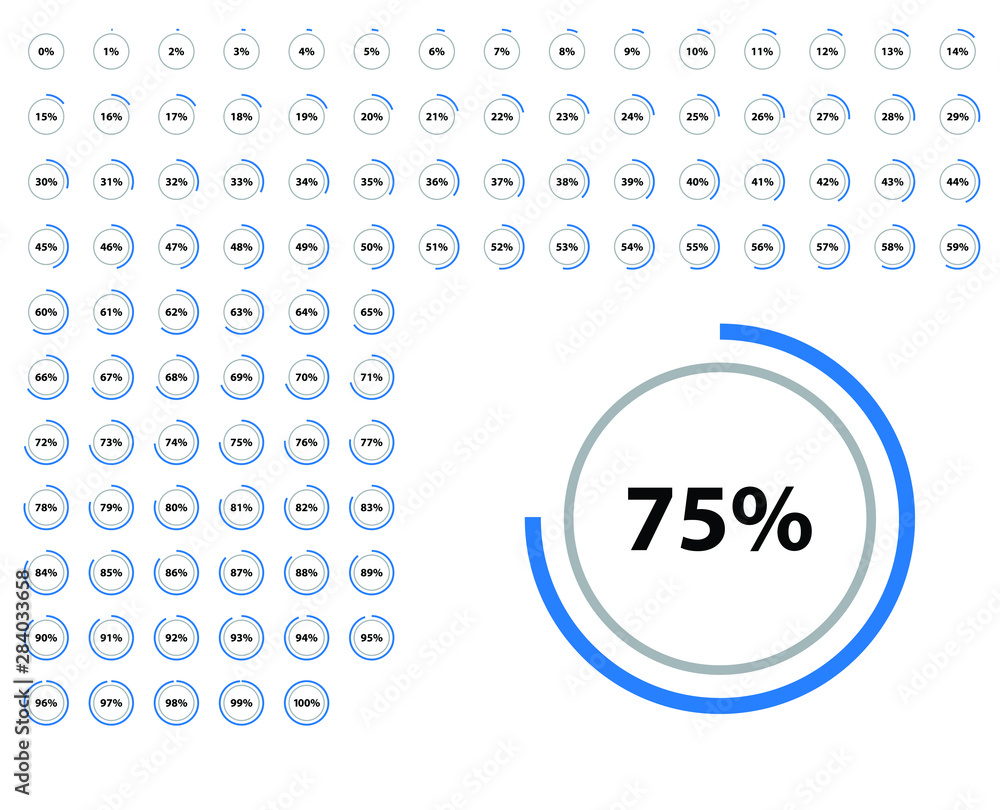 Poster circle percentage diagrams from 1 to 100. web design, infographic, interface, presentation. vector p