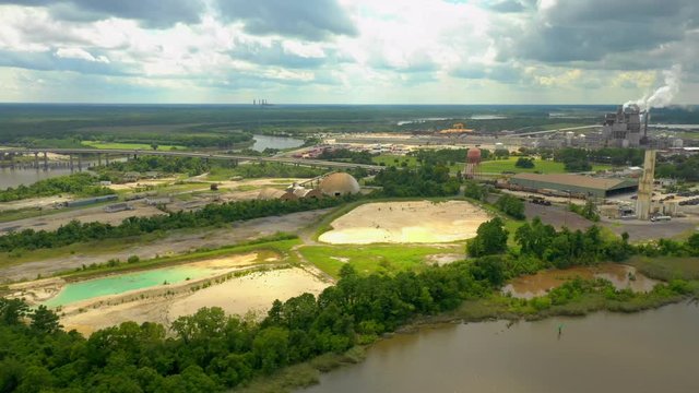 Aerial video industrial factories Georgetown SC USA
