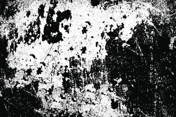 Black white grunge background. Abstract monochrome texture of scratches, chips, cracks. Vector pattern of the worn surface