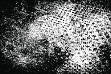 Black white grunge background. Abstract monochrome texture of scratches, chips, cracks. Vector pattern of the worn surface
