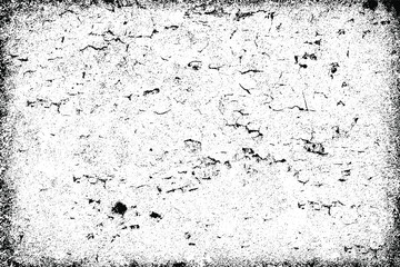 Black white grunge background. Abstract monochrome texture of scratches, chips, cracks. Vector pattern of the worn surface