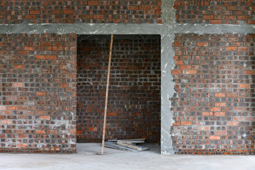 red brick walls at square format as background and texture