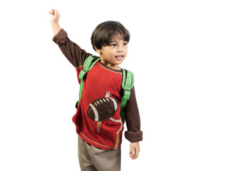 Children boy standing  , isolate background