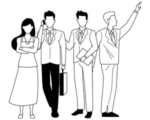 Executive business workers with tools in black and white