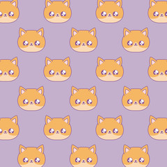 Obraz premium pattern of cute foxes baby animals kawaii style