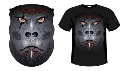 Gorilla, orc face print shirt