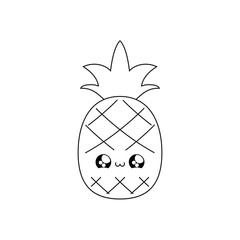 fresh healthy pineapple fruit kawaii style