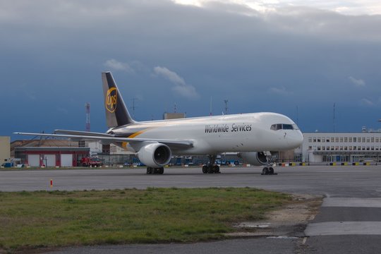 BUDAPEST, HUNGARY - DECEMBER 1, 2015: UPS Boeing 757 Cargo Plane At Budapest Liszt Ferenc International Airport