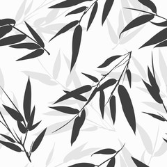 Monochrome bamboo branches seamless background. Vector illustration.
