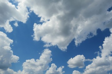 Beautiful cloudscape in blue sky, natural clouds background