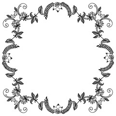 Decorative of frame, for artwork of flower in black and white colors, with space for text. Vector