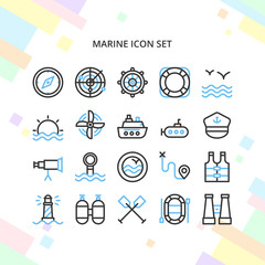 Fototapeta premium Marine icon set in line style