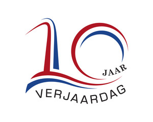 10th anniversary years with the element wave curved netherlands flag vector