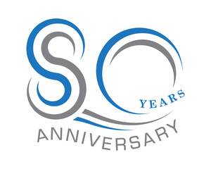 80th anniversary years with the element wave curved vector