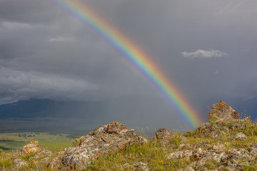 Fototapeta premium rainbow mountains cloud sky rain