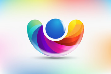 Rainbow figure people colorful logo vector image 
