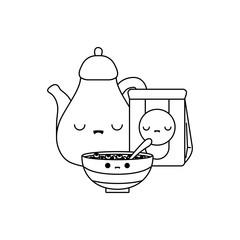 cute teapot with set food kawaii style
