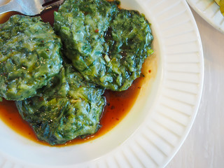 steamed chives Chinese food dumplings that are popular in Thailand