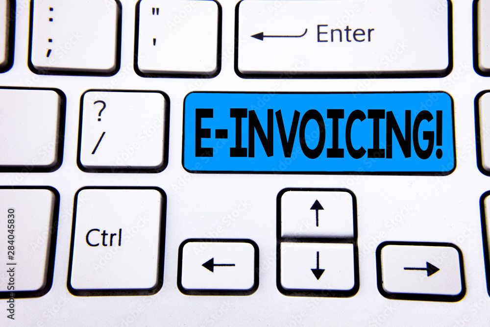 Poster writing note showing e-invoicing motivational call. business photo showcasing company encourages use