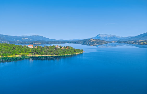 Reservoir lake Peruca at the river Cetina, Croatia