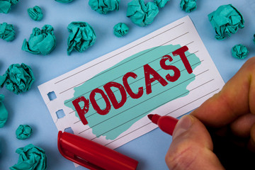 Text sign showing Podcast. Conceptual photo Online media transmission Multimedia entertainment...